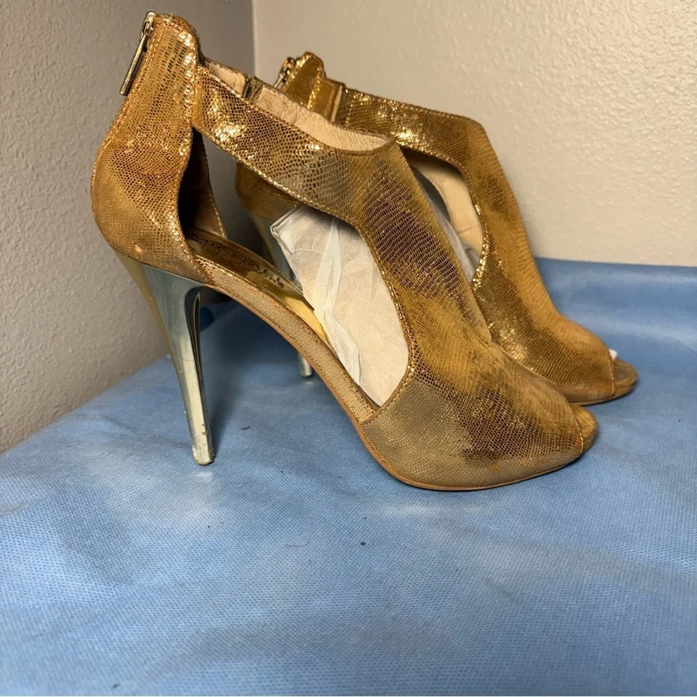 Michael Kors Metallic Gold Peep-Toe Heels